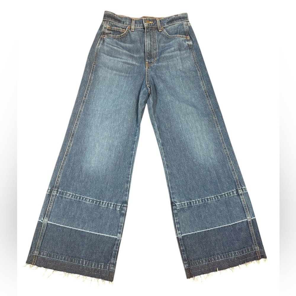 Veronica Beard Taylor Released Hem Cropped Wide-Leg Jean Size 26 - Picture 5 of 15